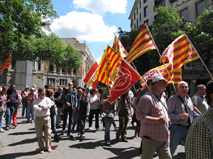 Manifestació de l'1 de maig pels carrers de Girona