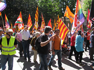 Manifestació de l'1 de maig pels carrers de Girona