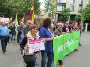 Manifestaci&oacute; de l'1 de maig pels carrers de Girona