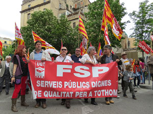 Manifestaci&oacute; de l'1 de maig pels carrers de Girona