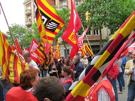 Manifestació de l'1 de maig pels carrers de Girona