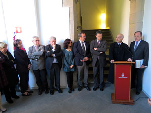 Inauguraci&oacute; d'un bust d'Agust&iacute; Riera i Pau, obra de Ci&oacute;  Abell&iacute; a la Diputaci&oacute; de Girona
