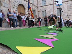 Assaig punter de la Via Lliure a la Diagonal de Barcelona, a les escales de la Catedral