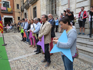 Assaig punter de la Via Lliure a la Diagonal de Barcelona, a les escales de la Catedral