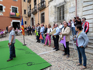 Assaig punter de la Via Lliure a la Diagonal de Barcelona, a les escales de la Catedral