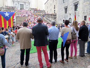Assaig punter de la Via Lliure a la Diagonal de Barcelona, a les escales de la Catedral