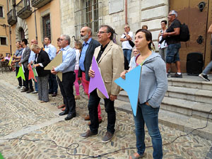 Assaig punter de la Via Lliure a la Diagonal de Barcelona, a les escales de la Catedral