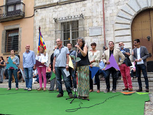 Assaig punter de la Via Lliure a la Diagonal de Barcelona, a les escales de la Catedral