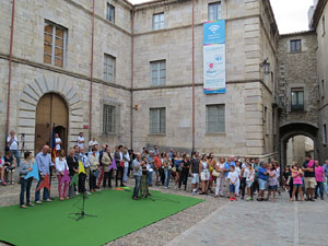 Assaig punter de la Via Lliure a la Diagonal de Barcelona, a les escales de la Catedral