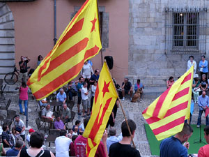Assaig punter de la Via Lliure a la Diagonal de Barcelona, a les escales de la Catedral