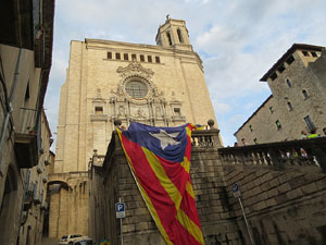 Assaig punter de la Via Lliure a la Diagonal de Barcelona, a les escales de la Catedral