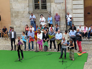Assaig punter de la Via Lliure a la Diagonal de Barcelona, a les escales de la Catedral
