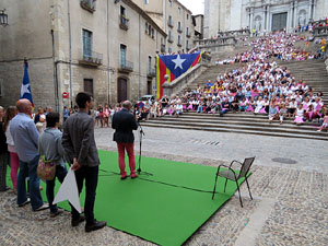 Assaig punter de la Via Lliure a la Diagonal de Barcelona, a les escales de la Catedral