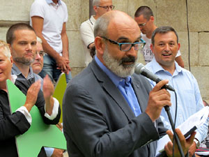 Assaig punter de la Via Lliure a la Diagonal de Barcelona, a les escales de la Catedral