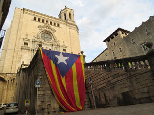 Assaig punter de la Via Lliure a la Diagonal de Barcelona, a les escales de la Catedral