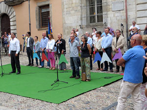 Assaig punter de la Via Lliure a la Diagonal de Barcelona, a les escales de la Catedral