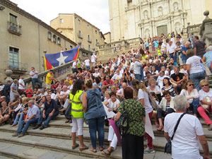Assaig punter de la Via Lliure a la Diagonal de Barcelona, a les escales de la Catedral