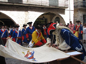 Clavetejat de la bandera a la plaça del Vi