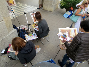 Trobada d'aquarel·listes a la plaça Independència