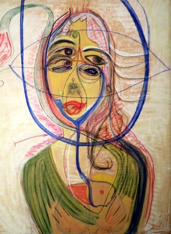 Sense t&iacute;tol. Ceres i pastels sobre fusta. 103,5 x 83,5 cm. Ca. 1980