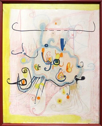 Sense t&iacute;tol. Aquarel&middot;la i llapis de colors sobre paper. 42,5 x 34,5 cm