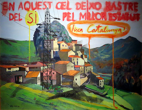 Llanars, torre elèctrica. 1978. Acrílic sobre fusta. 61 x 75 cms