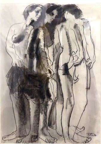 Nu tres. Barra carbonet sobre paper. 70 x 50 cm. 1984