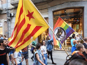 Manifestaci&oacute; contra l'homof&ograve;bia i la transf&ograve;bia, organitzada pel Consell Municipal de les Lesbianes, Gais,