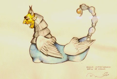 Proposta dragolins. Inspirat en el Beatus de Girona. Llagosta/escorp&iacute;. 2017