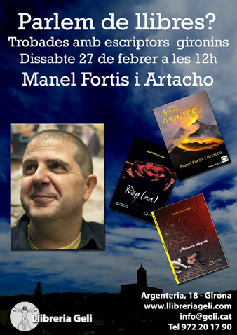 Cartell de l'esdeveniment amb Manel Fortis Artacho