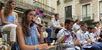 Lliurament del Premi d'Europa 2016 a la ciutat de Girona. Audició de sardanes a la plaça del Vi