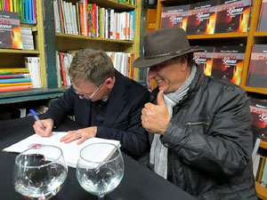 Llibreria Geli. Presentaci&oacute; de Cassoles de Girona d'Abraham Simon, amb Assumpci&oacute; Cantalozella i Enric Viladot