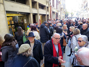 Llibreria Geli. Presentaci&oacute; de Cassoles de Girona d'Abraham Simon, amb Assumpci&oacute; Cantalozella i Enric Viladot