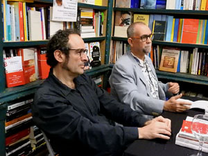 Presentació 'Un any a la cuina' d'Enric Herce a la Llibreria Geli de Girona, amb Salvador Garcia-Arbós i una cassola d'Abraham Simon