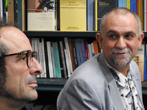 Presentació 'Un any a la cuina' d'Enric Herce a la Llibreria Geli de Girona, amb Salvador Garcia-Arbós i una cassola d'Abraham Simon