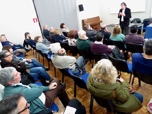 Llibreria Geli. Presentació del llibre El navegant, de Joan-Lluís Lluís, amb Josep Domènech Ponsatí i Xavier Delòs