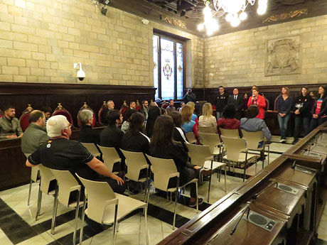 Rebuda de l'Spar Citylift Girona a la Sala de Plens de l'Ajuntament i a la plaça del Vi