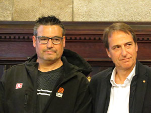 Rebuda de l'Spar Citylift Girona a la Sala de Plens de l'Ajuntament i a la pla&ccedil;a del Vi