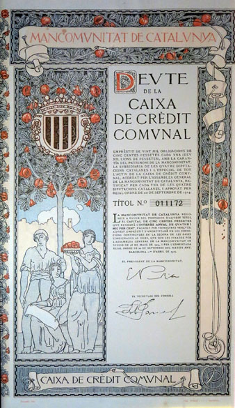 Mancomunitat de Catalunya, deute de la Caixa de Cr&egrave;dit Comunal. 1915