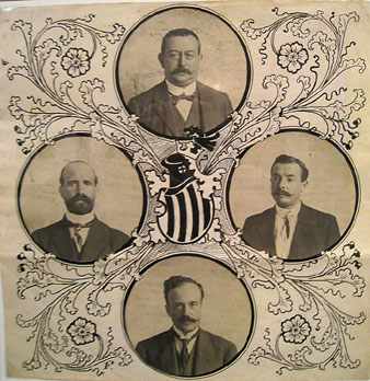 Els presidents de les Diputacions catalanes, que van formar la ponència que va redactar les bases de la Mancomunitat. Per Girona, Agustí Riera i Pau, a l'esquerra