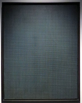 Camp blau. 2017. Acr&iacute;lic i goma sobre fusta