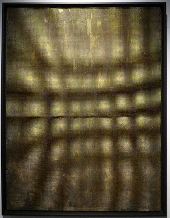 Camps daurats. 2017. Oli i cautx&uacute; sobre fusta