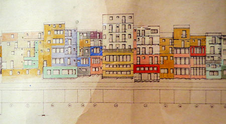 Projecte complet Cases del riu. 1983. Aquarel&middot;la sobre paper. Fragment