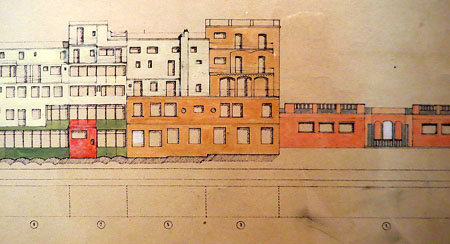 Projecte complet Cases del riu. 1983. Aquarel&middot;la sobre paper. Fragment