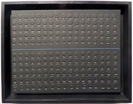 Espai i punts amb l&iacute;nia blava. 1980. Acr&iacute;lic sobre tela