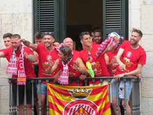 Ascens del Girona FC i el B&agrave;squet Girona. Rebuda a la pla&ccedil;a del Vi