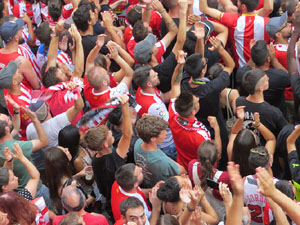 Ascens del Girona FC i el B&agrave;squet Girona. Rebuda a la pla&ccedil;a del Vi