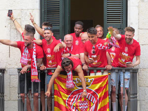 Ascens del Girona FC i el B&agrave;squet Girona. Rebuda a la pla&ccedil;a del Vi