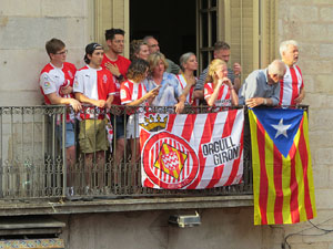 Ascens del Girona FC i el B&agrave;squet Girona. Rebuda a la pla&ccedil;a del Vi
