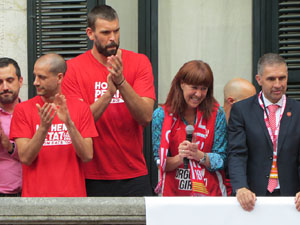 Ascens del Girona FC i el B&agrave;squet Girona. Rebuda a la pla&ccedil;a del Vi